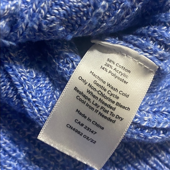 Vintage Talbots Blue Knit Cardigan women L school-boy Y2K retro casual cozy fall - Picture 6 of 7